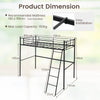 95CM Single Steel Loft Bed Space-Saving Bed Frame High Sleeper Bunk Bed Black