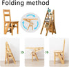 4 Steps Ladder Folding Step Ladder Chair, Bamboo Stool for Storage & Decoration