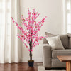 5FT Potted Cherry Artificial Blossom Tree Indoor Outdoor Plant Peach Pink Flower