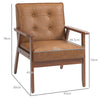 2 Pack Accent Chair PU Leather Armchair for Living Room Brown