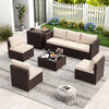 Rattan Sectional Sofa Set 8 PCS Wicker Patio Furniture Set-Brown
