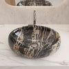 Ceramic Bathroom Vanity Countertop Sink Hand Wash Basin Oval Black Marble Effect