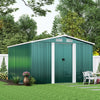 Large 10 X 8FT Outdoor Storage Garden Shed Sliding Door Galvanised Metal Green