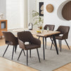 2 Pcs Brown GreyDining Chairs Faux Leather Diamond Cushion Seat With Hole