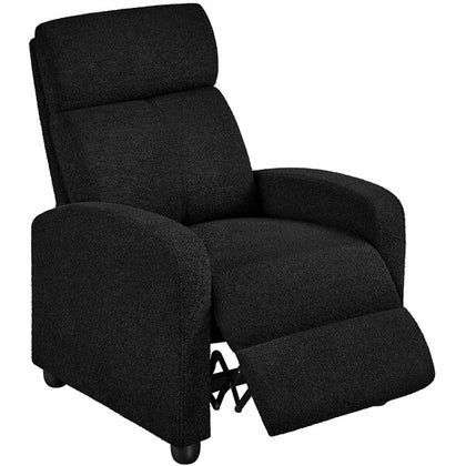 Adjustable Boucle Reclining Chair For Living Room Bedroom Home Theater Black