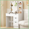 Modern 4 Drawers Dresser Table with 10 LED Bulbs Makeup Mirror Vanity Desk