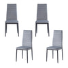 4pcs High Back Dark Grey Velvet Dining Chairs Padded Seat Dining Room Kitchen