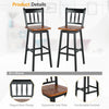2X Swivel Height Bar Stools Solid Rubber Wood Dining Chairs w/ Footrest Backrest