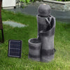 Outdoor Garden Patio Solar Powered Black Ball Water Feature Fountain with Lights