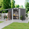 8 x 4ft Galvanized Metal Garden Storage Bike Tools Shed with Open Shed BBQ Party