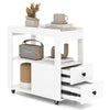 COSTWAY Narrow End Table Modern 2-Drawer Sofa Side Table w/Open Shelves-White