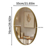 Anti-oxidation 3D Gold Oval Wall Mirror Decorative Accent Vanity Mirror Bathroom