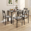4 Piece Dining Table and Chairs Set Metal Frame Kitchen Table with 4 Seat Grey