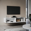 High Gloss Floating TV Unit Stand Cabinet 140cm White Wall Mounted Entertainment