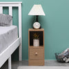 Slim Tall Bedside Table Cabinet with Drawer & Storage Space for Bedroom
