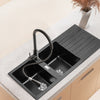 Modern Matte Black Inset Kitchen Sink Single/1.5/Double Bowl & Waste Undermount