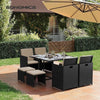 8 Seater Rattan Garden Furniture Set - 4 Chairs 4 Stools & Glass Dining Table