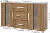 Sideboard Oak LED Light Storage Cabinet Drawers Doors Living Room Brown