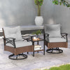 3 Piece Patio Swivel Rocker Set Wicker Rocking Chairs w/ Back Cushions