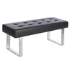 4FT Long PU Leather Bench Square Chrome Base Legs Bench Footrest Stool ChairSeat