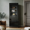 High Gloss Black Display Cabinet Sideboard Cupboard Storage Door with LED Lights