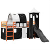 ' Loft Bed with Tower White&Black 90x200 Solid Wood Pine T8E2