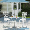 Outdoor Furniture Table and Chairs Set with Umbrella Holes-White