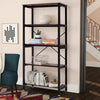 5 Tier Industrial Bookcase Shelves Wood & Metal Ladder Metal Pipe Bookshelf Unit