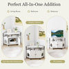 Corner Cat Litter Box Enclosure Cat House Cabinet Hidden Kitten Washroom-White