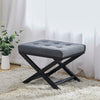 Grey Ottoman Pouffe Stool Linen Footstool Dressing Vanity Chair X Shape Leg Seat