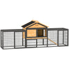 Rabbit Hutch Outdoor with Steel Run, Removable Plastic Tray