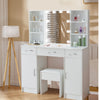 Large Dressing Table Vanity Table With Stool and Lighted Mirror Makeup Desk Set