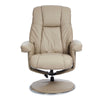 The Denver Swivel Recliner Chair & Footstool - Genuine Leather - Pebble
