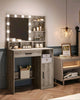 Dressing Table with Led Lights Large Mirror Drawer White Wood Eff Desk Ambient