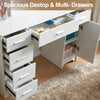 White Dressing VanityTable Wood Makeup Desk with LED Mirror 6 Drawers 2 cabinet
