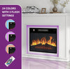 White Electric Fireplace Heater Mantelpiece Surround Set LED Flames Remote Timer