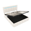 4ft6 Double Ottoman Storage Bed Frame with Tufted Headboard & Night Light, Beige