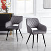 Set of 2 Armchairs Dining Chairs with Arms Velvet PU Faux Leather Chairs Kitchen