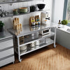 Mobile Stainless Steel Commercial Kitchen Work Tops Unit Food Prep Work Tables