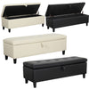 Upholstered Flip Foot Rest Storage Ottoman Window Seat End Stool PU/Velvet/Linen