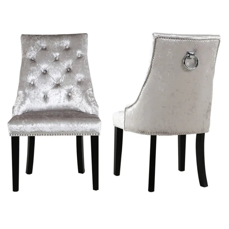 2/4Pcs Upholstered Dining Chair High Back Padded Seat with Door Knocker Kitchen