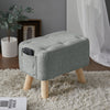 Linen Upholstered Chair Stool Shoes Changing Seat Footstool Footrest with Pocket