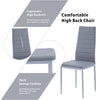 4pcs Grey Faux Leather Dining Chairs & Grey Marble Glass Dining Table Dining Set