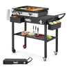 Foldable Pizza Oven Stand Outdoor Grill Cart Trolley 2-Tier BBQ Table w/ Wheels