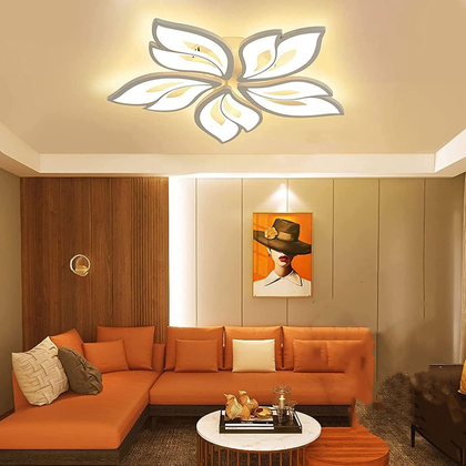Maple Leaf Chandelier White Frame LED Ceiling Light Living Room Pendant Lights
