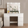 7 Drawer Dressing Table Wood Makeup Desk with Hollywood LED Mirror Bedroom Ealqr