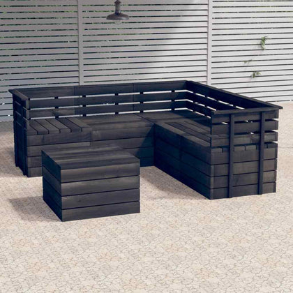 6 Piece Garden Pallet Lounge Set Solid Pinewood Dark Grey