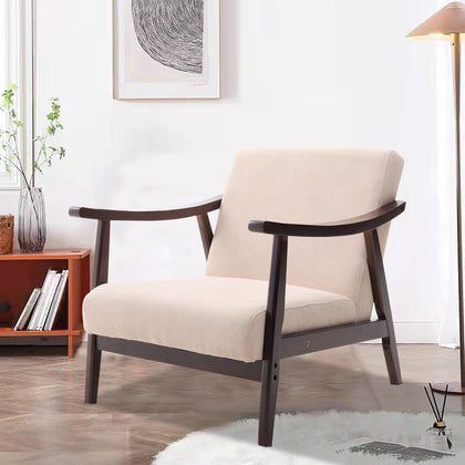 Minimalist Style Wooden Frame Armchair Accent Chair Mid Century Sofa Arm Chairs