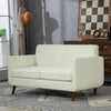 Modern 2 Seater Sofa, Tufted Small Fabric Couch with Wood Legs, Cream White