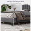 Double Size Platform Bed Modern Upholstered Bed Frame-Grey